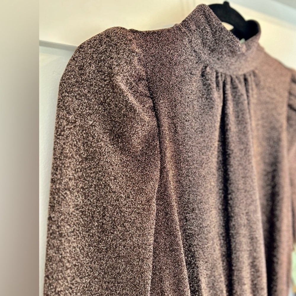 Large Ryegrass High Neck Long Sleeve Dress - Picture 13 of 13